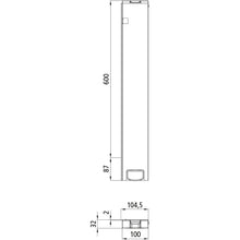 T50 rear corner stanchion, aluminum, 600 mm, L