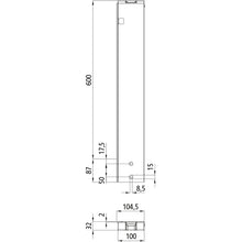 T50 rear corner stanchion, aluminum, 600 mm, L, bolt-on