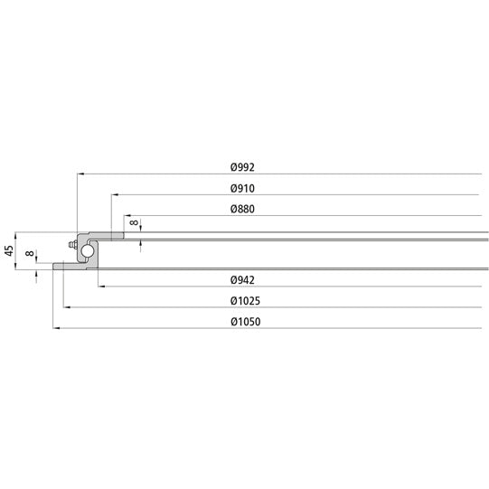 Ball race KLK 1050L, undrilled, 35 kN, 1050 mm