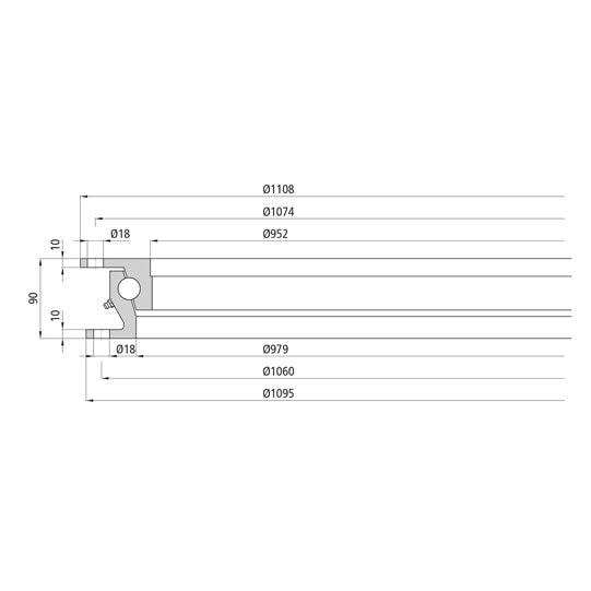 Ball race KLK SO1100-24, hole pattern 1, 160 kN, 1095 mm