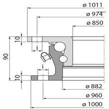 Ball race KLK HE18-1000W, undrilled, 80 kN, 1000 mm