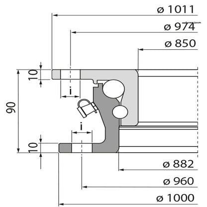 Ball race KLK HE18-1000W, undrilled, 80 kN, 1000 mm