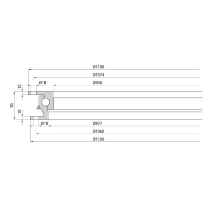 Ball race KLK HE18W, hole pattern 1, 100 kN, 1100 mm