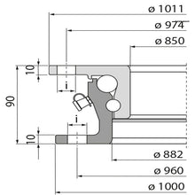 Ball race KLK HE1000-22W, undrilled, 100 kN, 1000 mm