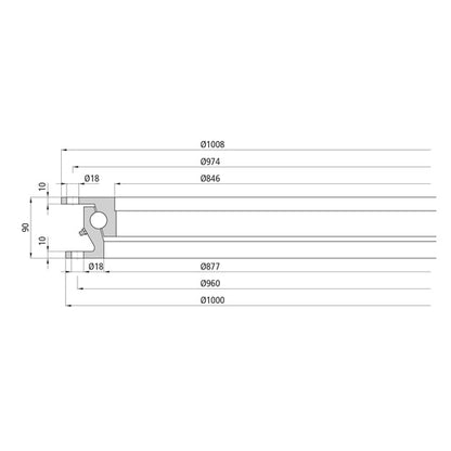 Ball race KLK HE1000-22W, undrilled, 100 kN, 1000 mm