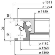 Ball race KLK HE1300-22W, undrilled, 140 kN, 1300 mm