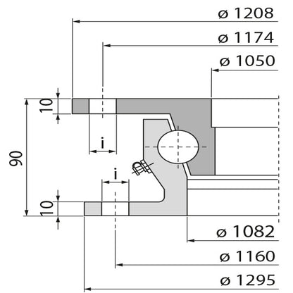 Ball race KLK SO1200-24, undrilled, 180 kN, 1195 mm