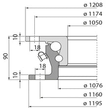 Ball race KLK DR46AE010K, drilling pattern 2, 130 kN, 1195 mm