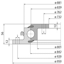 Ball race KLK KW95B53100, drilled, 180 kN, 950 mm