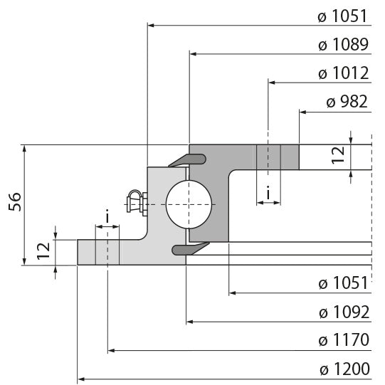 Ball race KDL 900-7W, undrilled, 250 kN, 1200 mm