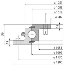Ball race KLK KW97B73400, drilled, 250 kN, 1200 mm
