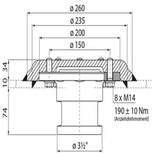 3 ½" kingpin KZ 1410, complete, 10/34 mm, D-value 162 kN