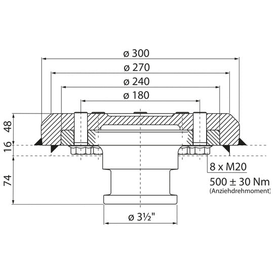 3 ½" kingpin KZ 5216, complete, 16/48 mm, D-value 400 kN