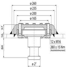 2" kingpin KZ 2816, complete, 16/37 mm, D-value 152 kN