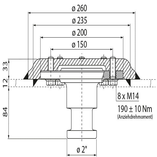 2" kingpin KZ 1012, complete, 12/33 mm, D-value 162 kN