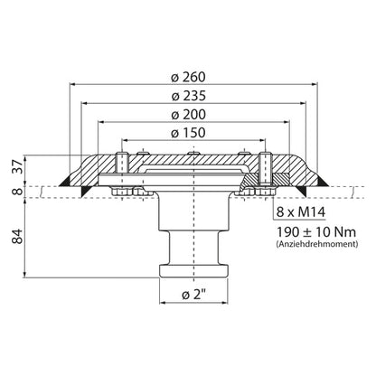 2" kingpin KZ 1008, complete, 8/37 mm, D-value 162 kN