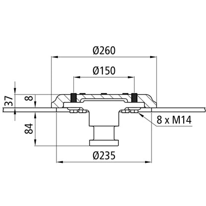2" kingpin KZ 1008, complete, 8/37 mm, D-value 162 kN