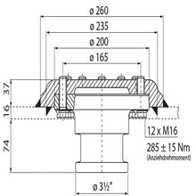 3 ½" kingpin KZ 1416, complete, 16/37 mm, D-value 170 kN
