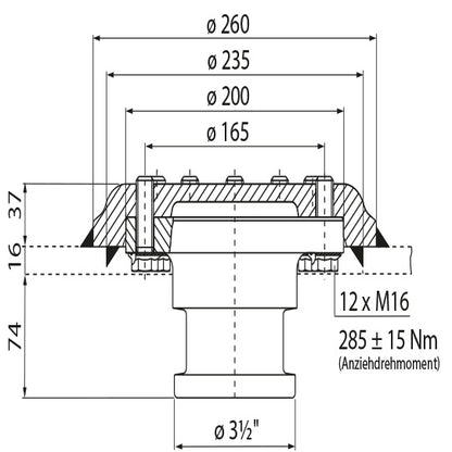 3 ½" kingpin KZ 1416, complete, 16/37 mm, D-value 170 kN