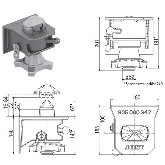 Container lock VA 01 SK, for container chassis