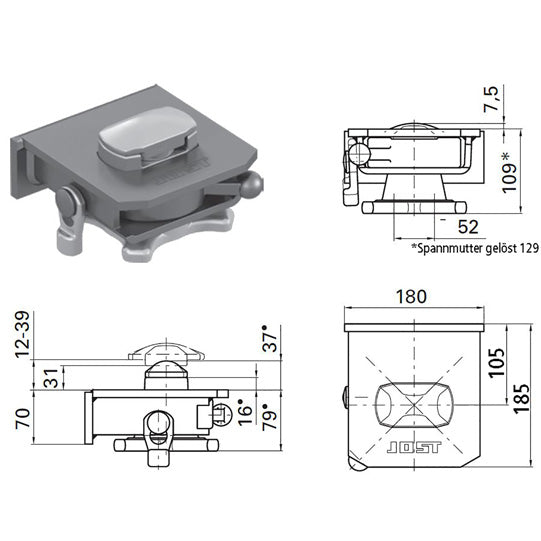 Container lock R 405 VAN, for swap-body vehicle/trailer