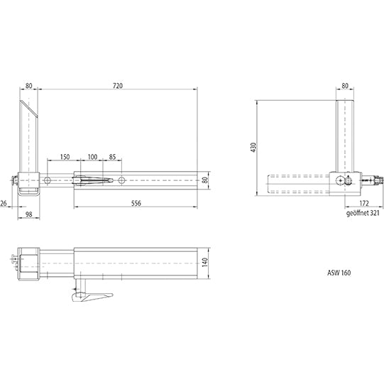 Stopp för växelflak ASW 160, 410.147.000, justerbar