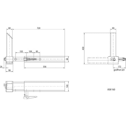 Stopp för växelflak ASW 160, 410.147.000, justerbar
