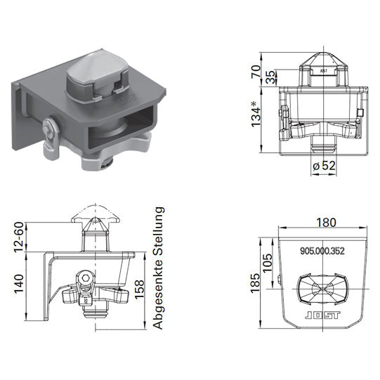 Container interlock F 02 SK-RV, for container chassis