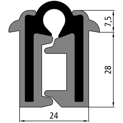 Rod hinge, anodised aluminium, height 28 mm, length 3000 mm