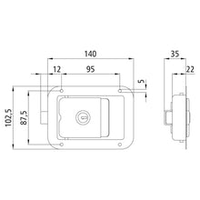 Built-in door lock, SS, w/ lock, wedge, SS