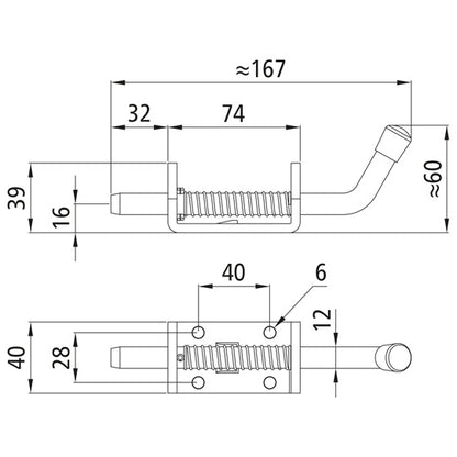 Spring latch w/ screw-on plate, SS