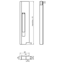 Long-way lock, anodized aluminium, left, 600 mm