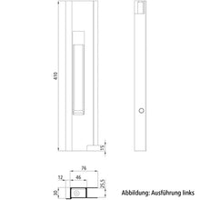 Long travel lock, anodised aluminium, R, 400 mm, w/ stop