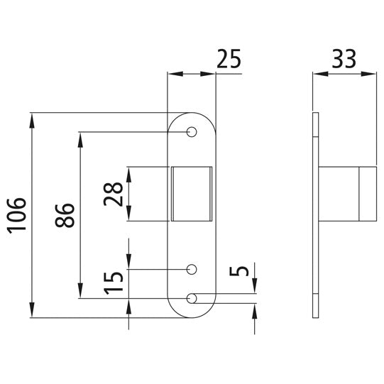 Locking pocket w/ plate, f. screw. on, galvanised stl.