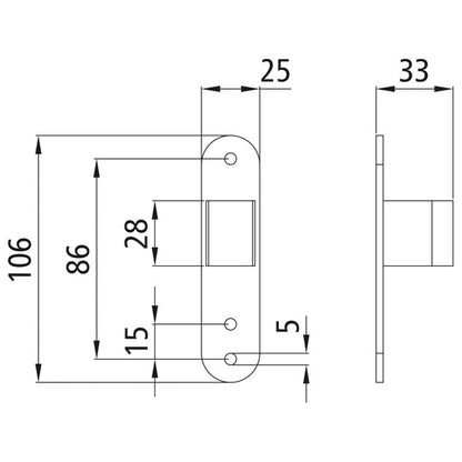 Locking pocket w/ plate, f. screw. on, galvanised stl.