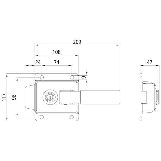 superstructure door lock, SS, w/ lock and 2 keys