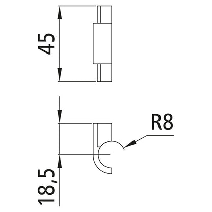 Nylon half bushing, f. Ø 16 mm espagnolette lock