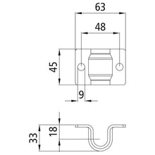 Tube mtg., stainless, f. Ø 16 mm espagnolette bar