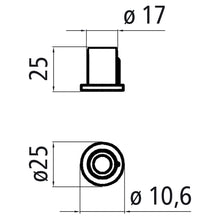 Nylon bush black, Ø 25, H 25 mm, for hinge leaf