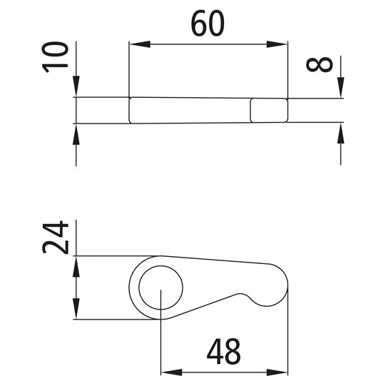 Locking wedge, SS, L = R, f. espagnolette Ø15-16 mm
