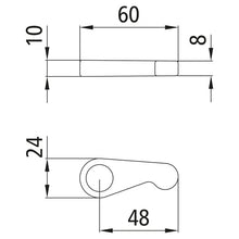 Locking wedge, SS, L = R, f. espagnolette Ø15-16 mm