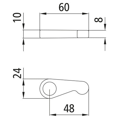 Locking wedge, SS, L = R, f. espagnolette Ø15-16 mm