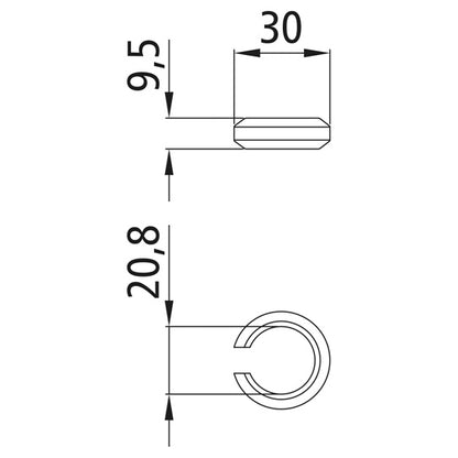 Nylon bush f. tube mtg., Ø 22 mm rotating rod