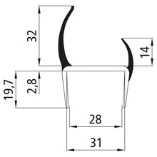PVC hard-soft profile, grey, 28 mm, L 2700 mm