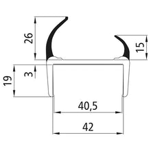PVC hard-soft profile, grey, 40 mm, L 2700 mm