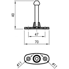 Door ret. at the side, nickel-plated brass pin 40 mm