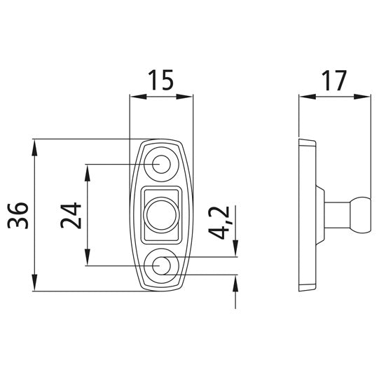 Ctrholder f. door holder, nickel-plated brass pin