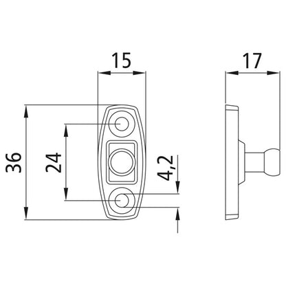 Ctrholder f. door holder, nickel-plated brass pin