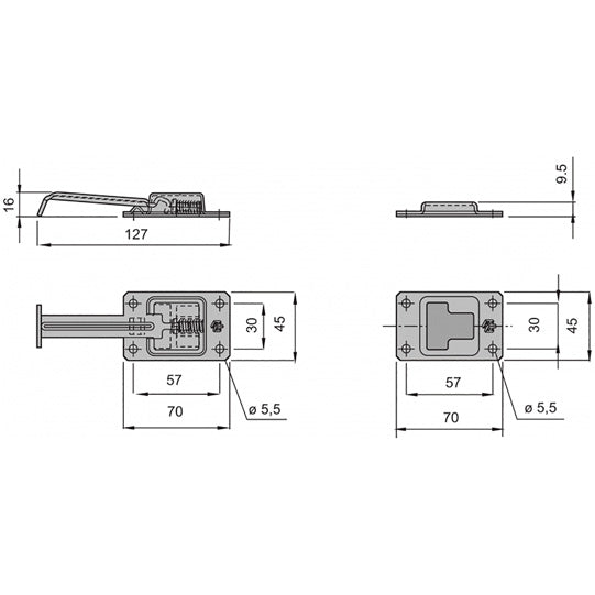 Side door retainer, stainless steel, automatic closing