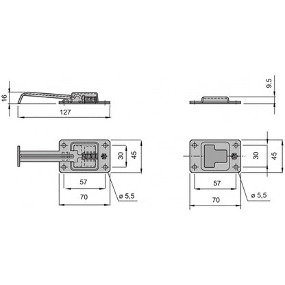Side door retainer, stainless steel, automatic closing